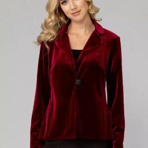 Joseph Ribkoff Beautiful Burgundy Red Velvet Jacket Blazer 10 NWT Velour